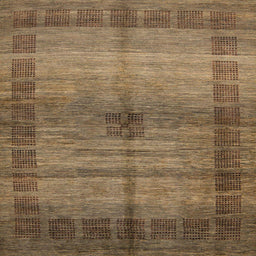 Square Machine Washable Abstract Saddle Brown Rug, wshabs5262