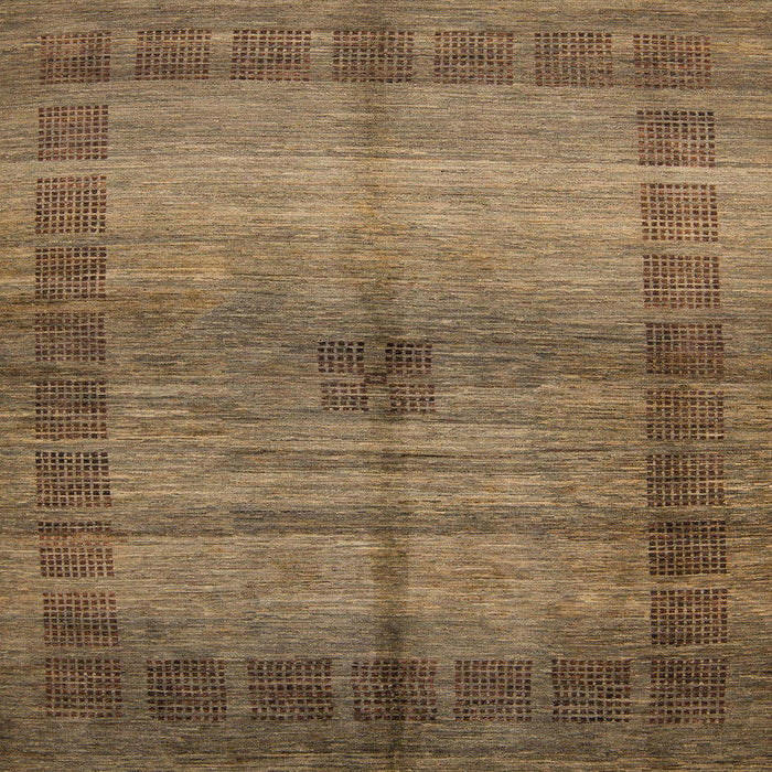 Square Machine Washable Abstract Saddle Brown Rug, wshabs5262