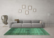 Machine Washable Abstract Turquoise Modern Area Rugs in a Living Room,, wshabs5262turq