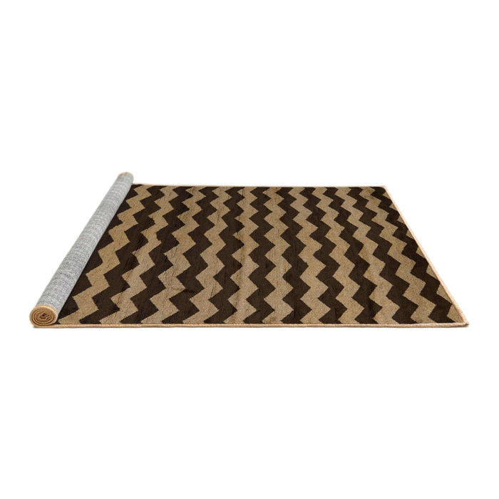 Sideview of Machine Washable Abstract Bronze Brown Rug, wshabs5263