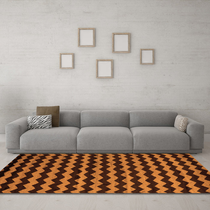 Machine Washable Abstract Orange Modern Area Rugs in a Living Room, wshabs5263org