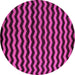 Round Machine Washable Abstract Pink Modern Rug, wshabs5263pnk