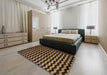 Abstract Bronze Brown Modern Rug in a Bedroom, abs5263