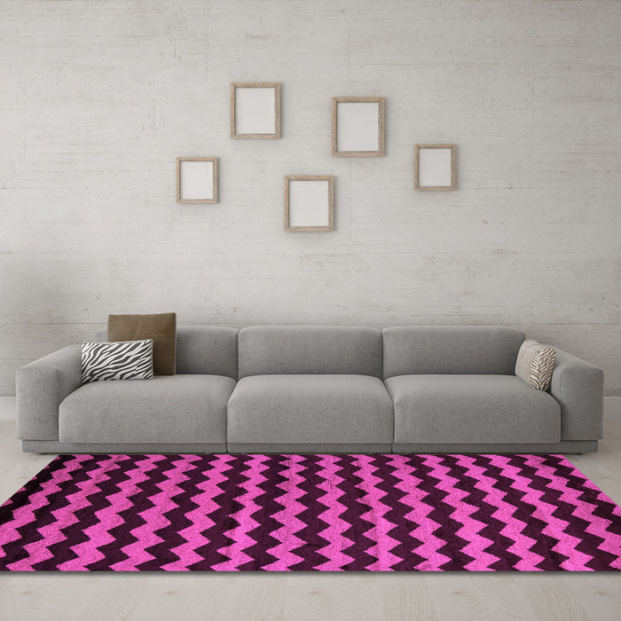 Machine Washable Abstract Pink Modern Rug in a Living Room, wshabs5263pnk