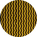 Round Abstract Yellow Modern Rug, abs5263yw