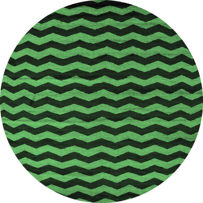 Round Abstract Emerald Green Modern Rug, abs5263emgrn