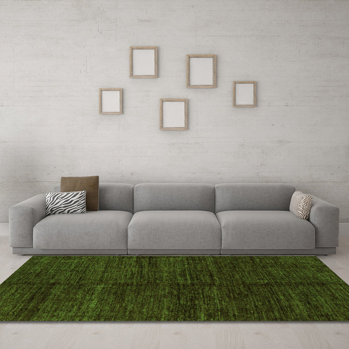 Machine Washable Abstract Green Modern Area Rugs in a Living Room,, wshabs5264grn