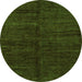 Round Machine Washable Abstract Green Modern Area Rugs, wshabs5264grn