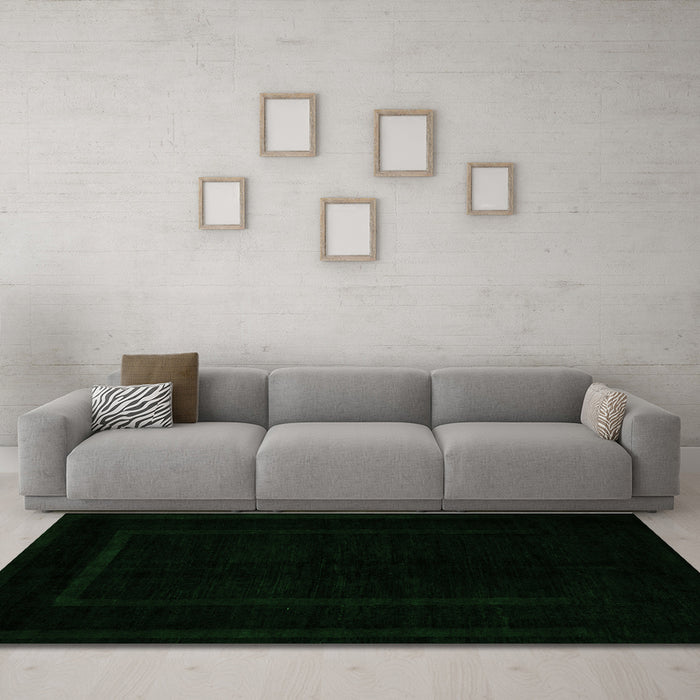 Machine Washable Abstract Green Modern Area Rugs in a Living Room,, wshabs5265grn