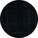 Round Machine Washable Abstract Black Rug, wshabs5265