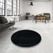 Round Machine Washable Abstract Black Rug in a Office, wshabs5265