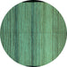 Round Abstract Turquoise Modern Rug, abs5266turq