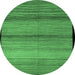 Round Machine Washable Abstract Emerald Green Modern Area Rugs, wshabs5266emgrn