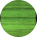 Round Machine Washable Abstract Green Modern Area Rugs, wshabs5266grn