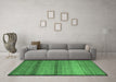 Machine Washable Abstract Emerald Green Modern Area Rugs in a Living Room,, wshabs5266emgrn