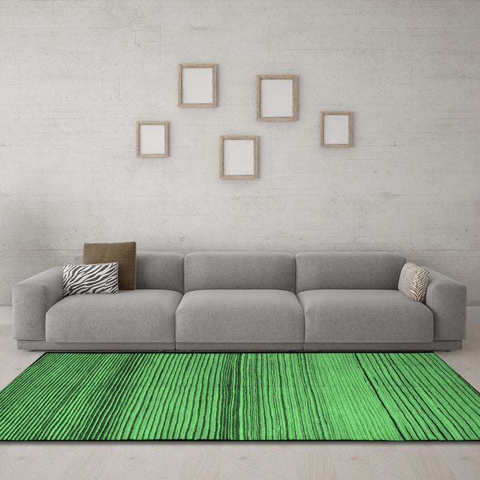 Machine Washable Abstract Emerald Green Modern Area Rugs in a Living Room,, wshabs5266emgrn