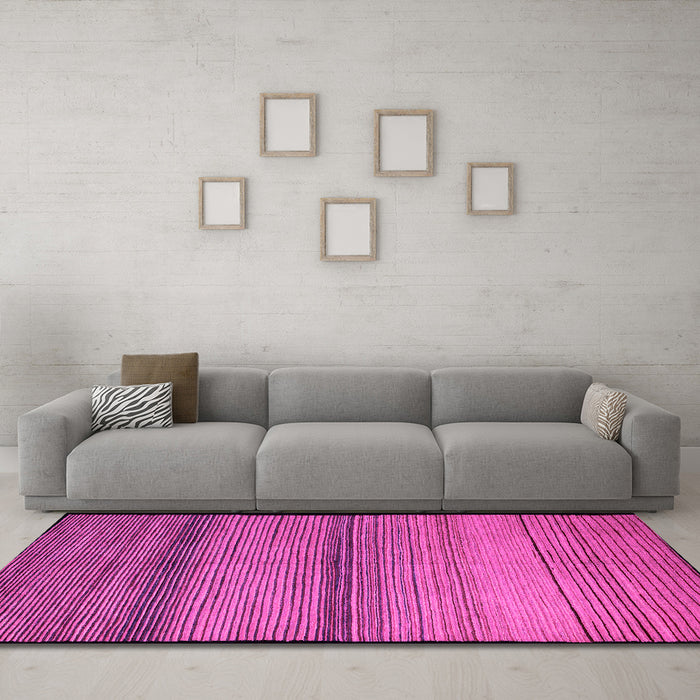 Machine Washable Abstract Pink Modern Rug in a Living Room, wshabs5266pnk