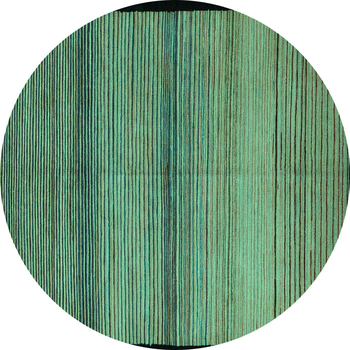 Round Machine Washable Abstract Turquoise Modern Area Rugs, wshabs5266turq