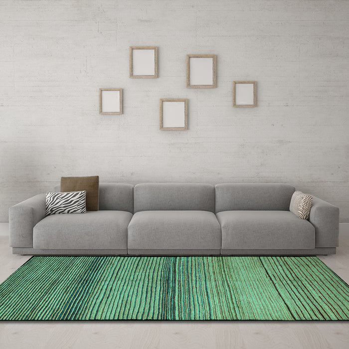 Machine Washable Abstract Turquoise Modern Area Rugs in a Living Room,, wshabs5266turq