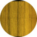 Round Abstract Yellow Modern Rug, abs5266yw