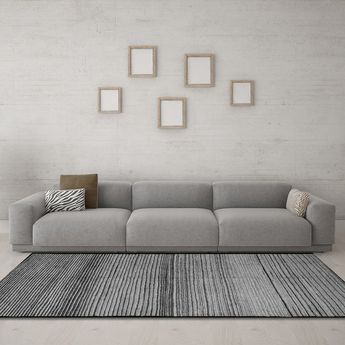 Machine Washable Abstract Gray Modern Rug in a Living Room,, wshabs5266gry