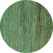 Round Abstract Turquoise Modern Rug, abs5267turq