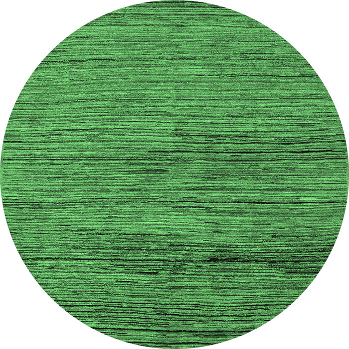 Round Machine Washable Abstract Emerald Green Modern Area Rugs, wshabs5267emgrn