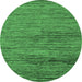 Round Machine Washable Abstract Emerald Green Modern Area Rugs, wshabs5267emgrn