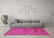 Machine Washable Abstract Pink Modern Rug in a Living Room, wshabs5267pnk