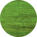 Round Machine Washable Abstract Green Modern Area Rugs, wshabs5267grn