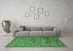 Machine Washable Abstract Emerald Green Modern Area Rugs in a Living Room,, wshabs5267emgrn