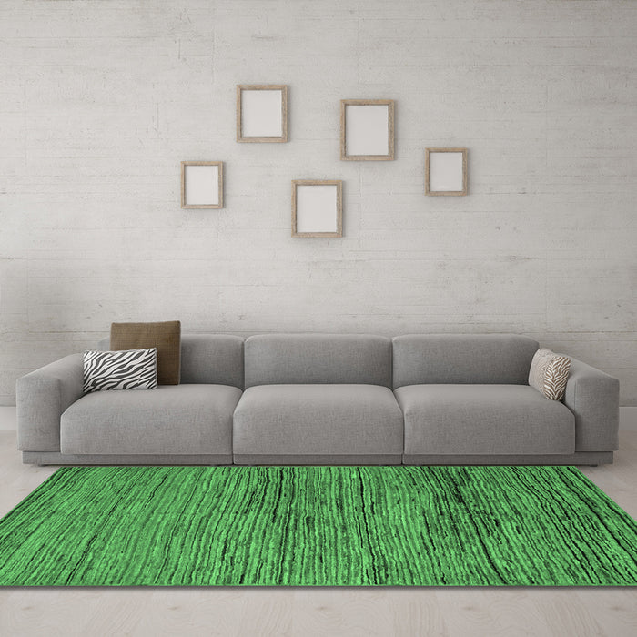 Machine Washable Abstract Emerald Green Modern Area Rugs in a Living Room,, wshabs5267emgrn