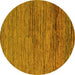 Round Abstract Yellow Modern Rug, abs5267yw