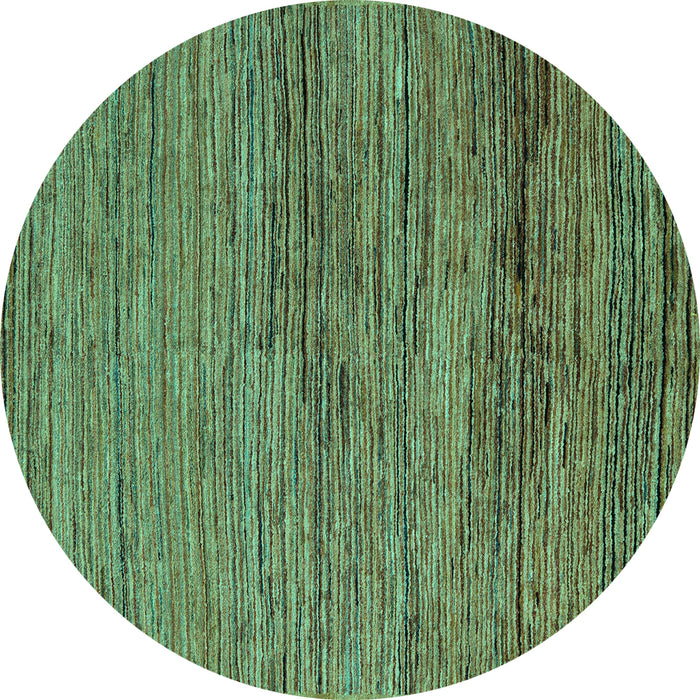Round Machine Washable Abstract Turquoise Modern Area Rugs, wshabs5267turq