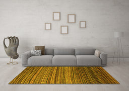 Machine Washable Abstract Yellow Modern Rug in a Living Room, wshabs5268yw
