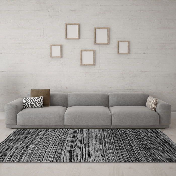 Machine Washable Abstract Gray Modern Rug in a Living Room,, wshabs5268gry