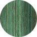 Round Abstract Turquoise Modern Rug, abs5268turq