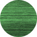 Round Machine Washable Abstract Emerald Green Modern Area Rugs, wshabs5268emgrn