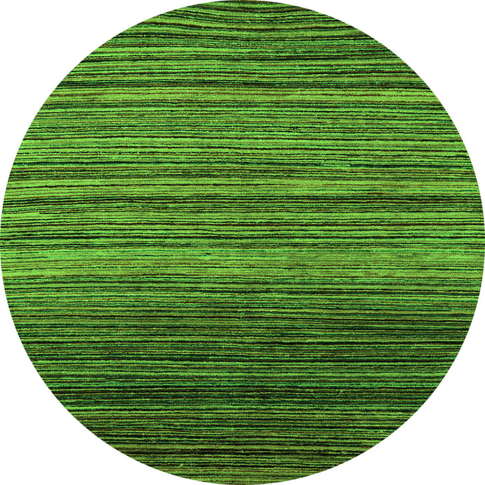 Round Machine Washable Abstract Green Modern Area Rugs, wshabs5268grn