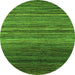 Round Machine Washable Abstract Green Modern Area Rugs, wshabs5268grn