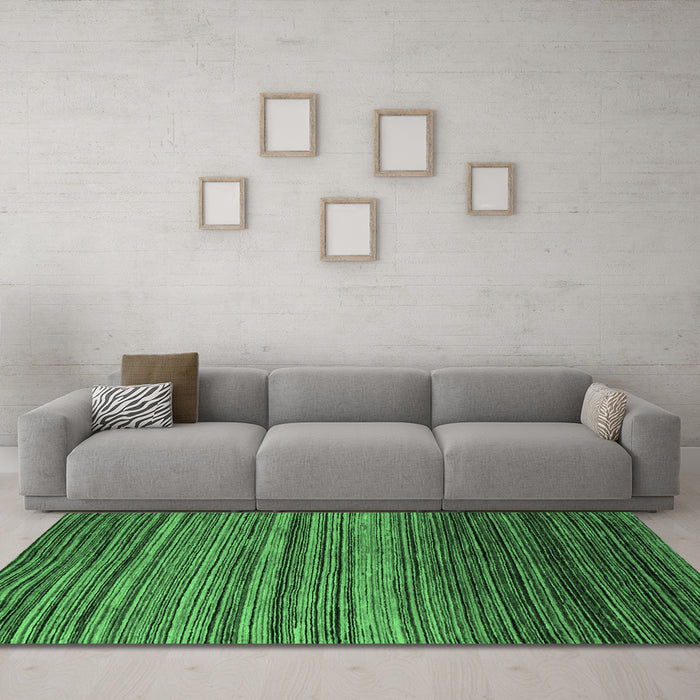 Machine Washable Abstract Emerald Green Modern Area Rugs in a Living Room,, wshabs5268emgrn