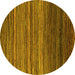 Round Abstract Yellow Modern Rug, abs5268yw