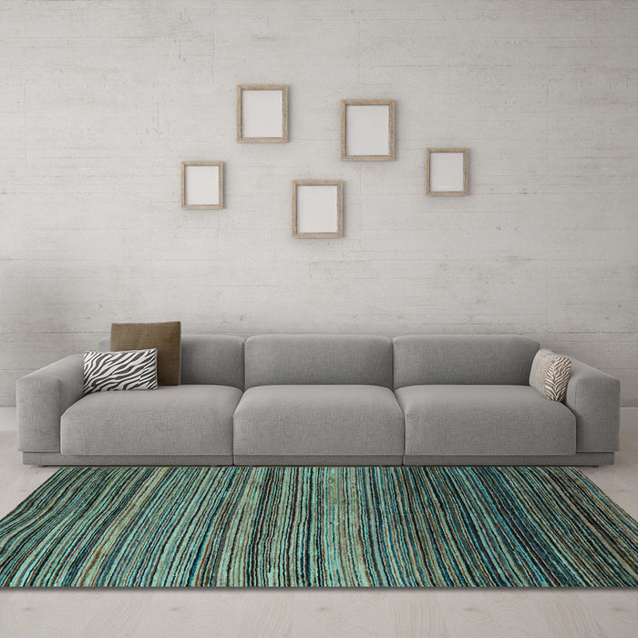 Machine Washable Abstract Light Blue Modern Rug in a Living Room, wshabs5268lblu