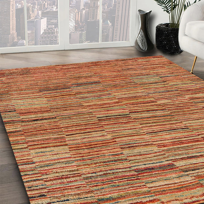 Machine Washable Abstract Gold Rug in a Family Room, wshabs5269