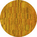 Round Abstract Yellow Modern Rug, abs5269yw