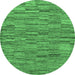 Round Abstract Emerald Green Modern Rug, abs5269emgrn