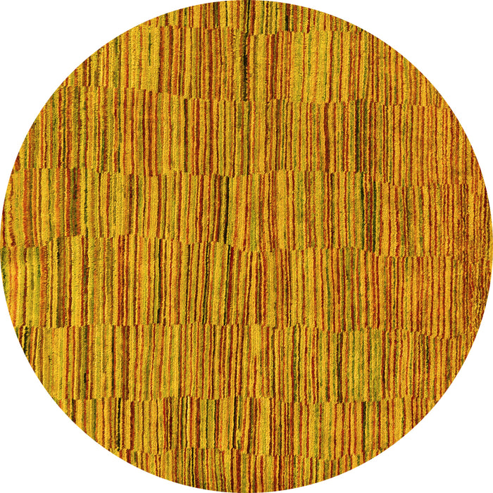 Round Machine Washable Abstract Yellow Modern Rug, wshabs5269yw