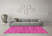 Machine Washable Abstract Pink Modern Rug in a Living Room, wshabs5269pnk