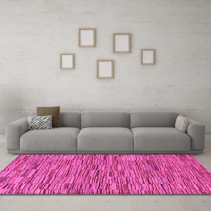 Machine Washable Abstract Pink Modern Rug in a Living Room, wshabs5269pnk