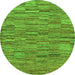 Round Machine Washable Abstract Green Modern Area Rugs, wshabs5269grn